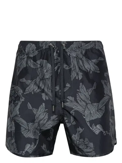 Neil Barrett Floral-print Swim Shorts In Black
