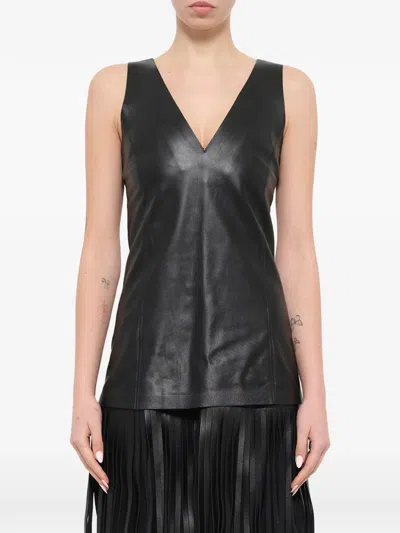 Neil Barrett Fringe-trim Leather Mini Dress In Black