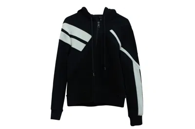 Neil Barrett Geometric Print Zip Up Hooded Jacket In Black Lyocell