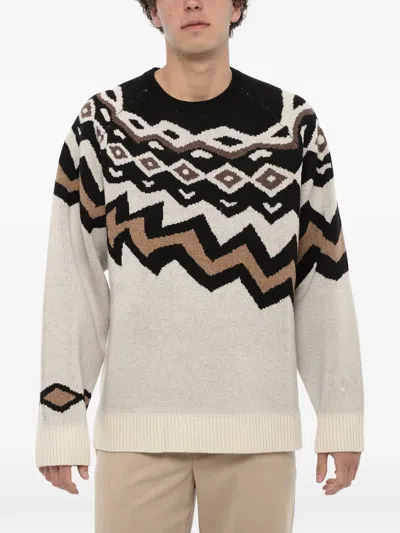 Neil Barrett Geometric-pattern Wool Sweater In Neutral