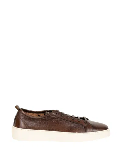 Neil Barrett Grainy-leather Sneakers In Brown