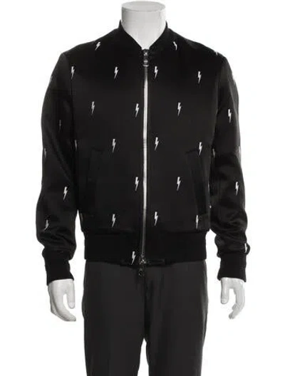 Pre-owned Neil Barrett Graphic Print Bomber Jacket In Black