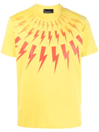 Neil Barrett Graphic-print Cotton T-shirt In Yellow
