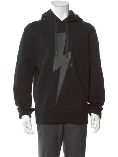 Pre-owned Neil Barrett Graphic Print Crew Neck Hoodie In Black