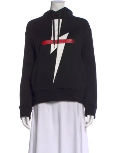 Pre-owned Neil Barrett Graphic Print Crew Neck Hoodie In Black