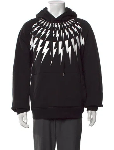 Pre-owned Neil Barrett Graphic Print Crew Neck Hoodie In Black