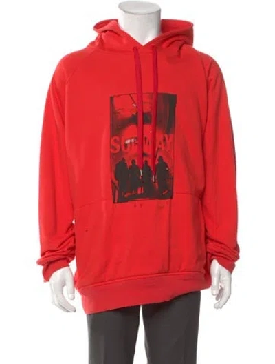 Pre-owned Neil Barrett Graphic Print Crew Neck Hoodie In Red