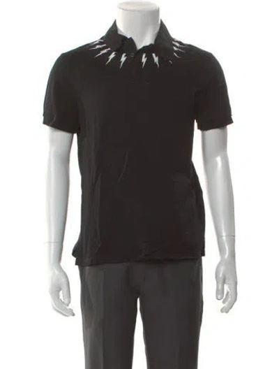 Pre-owned Neil Barrett Graphic Print Crew Neck Polo Shirt In Black