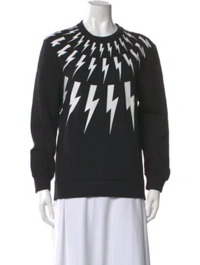 Pre-owned Neil Barrett Graphic Print Crew Neck Sweatshirt In Black