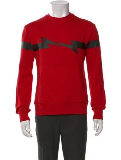 Pre-owned Neil Barrett Graphic Print Crew Neck Sweatshirt W/ Tags In Red