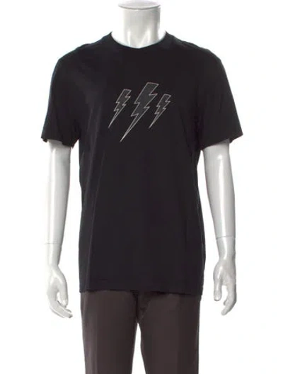 Pre-owned Neil Barrett Graphic Print Crew Neck T-shirt In Black