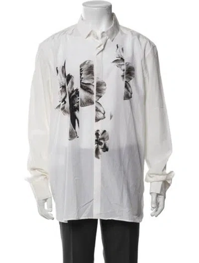 Pre-owned Neil Barrett Graphic Print Long Sleeve Dress Shirt In White