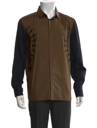 Pre-owned Neil Barrett Graphic Print Long Sleeve Shirt In Brown