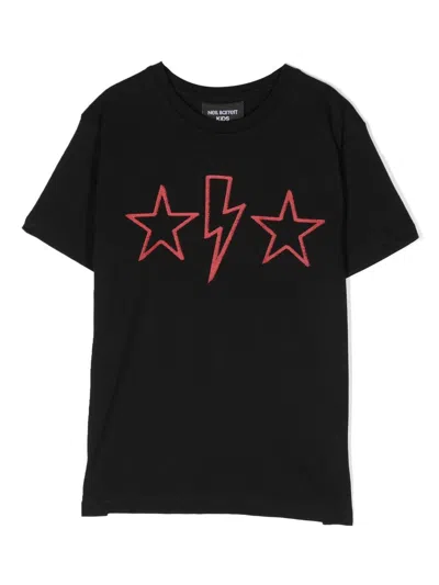 Neil Barrett Kids' Graphic-print Short-sleeve T-shirt In Black