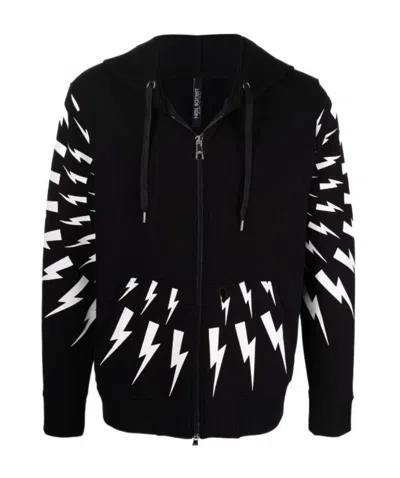 Neil Barrett Graphic-print Zip-fastening Hoodie In Black