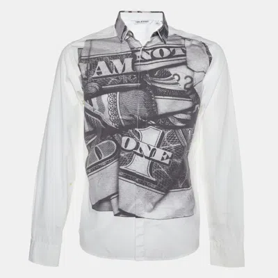 Neil Barrett Grey Printed Poplin Shirt In Gray