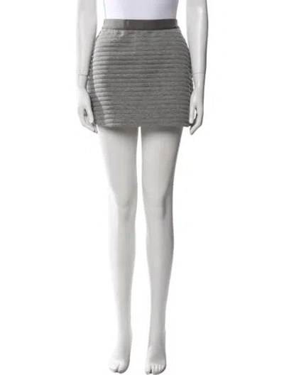 Pre-owned Neil Barrett Grosgrain Trim Mini Skirt In Gray