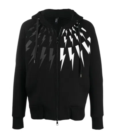 Neil Barrett Hooded Long-sleeved Hoodie In Black