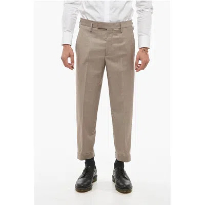 Neil Barrett Hopsack Slim Pants With Metal Application In Neutral