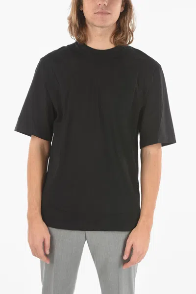 Neil Barrett Jersey Minimal T-shirt With Stretchy-nylon Sleeves In Black