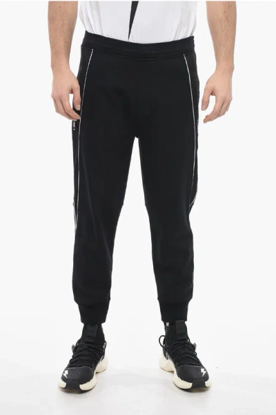 Neil Barrett Jersey Thunderbolt Sweatpants With Side Jacquard Inserts In Black