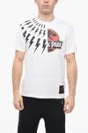Neil Barrett Jurassic Park X Nb Crew Neck Half Thunderbolt Cotton T-shirt In White