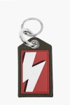 NEIL BARRETT KEYRING WITH LEATHER PENDANT AND THUNDERBOLT DETAIL