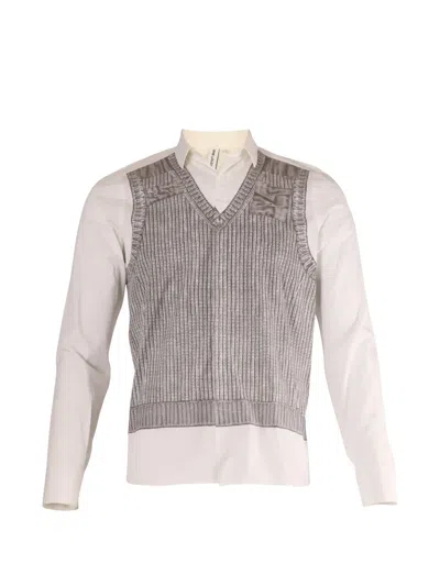 Pre-owned Neil Barrett Knitted-vest Shirt In White