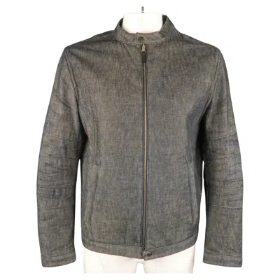 Pre-owned Neil Barrett L Indigo Navy Denim Biker Style Jacket In Blue