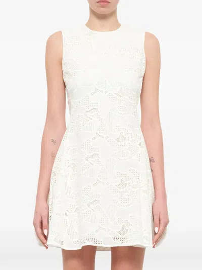 Neil Barrett Lace-patterned Sleeveless Mini Dress In White