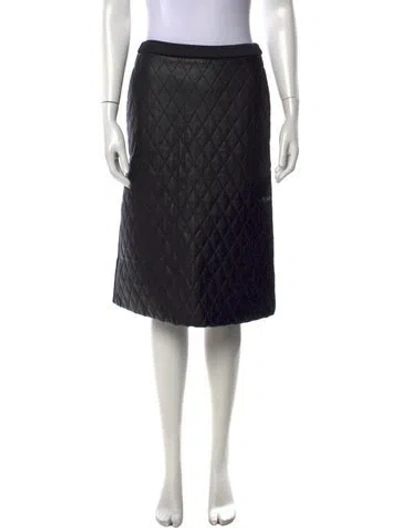Pre-owned Neil Barrett Lamb Leather Midi Length Skirt In Black