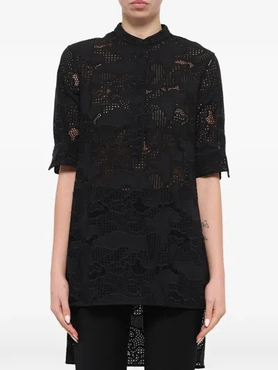 Neil Barrett Laser-cut High-low Shirt In Black