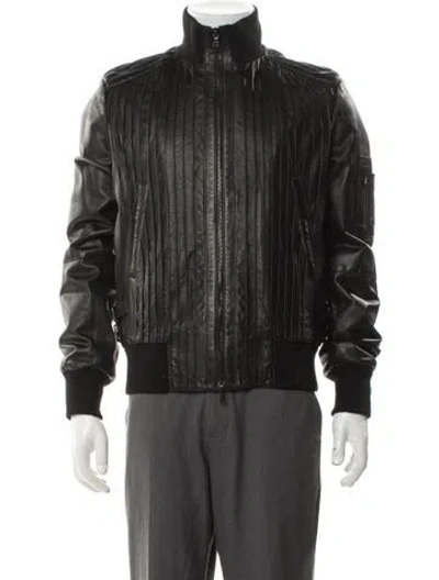 Pre-owned Neil Barrett Leather Bomber Jacket In Gray