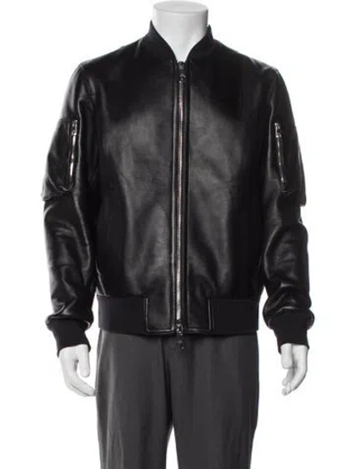 Pre-owned Neil Barrett Leather Bomber Jacket In Gray