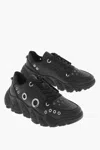 Neil Barrett Leather Low Top Sneakers With Eyelets Details In Black