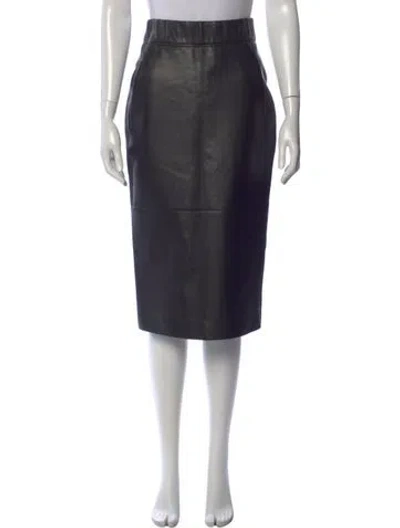 Pre-owned Neil Barrett Leather Midi Length Skirt In Black