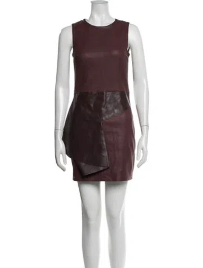 Pre-owned Neil Barrett Leather Mini Dress In Burgundy