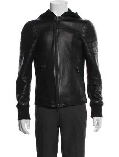 Pre-owned Neil Barrett Leather Moto Jacket In Burgundy
