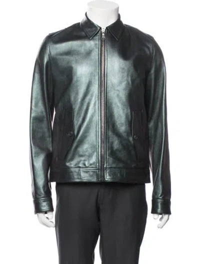 Pre-owned Neil Barrett Leather Moto Jacket In Green