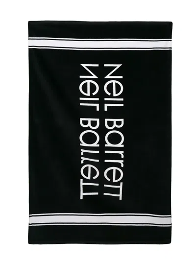Neil Barrett Kids' Lettering Logo Beach Towel In Black