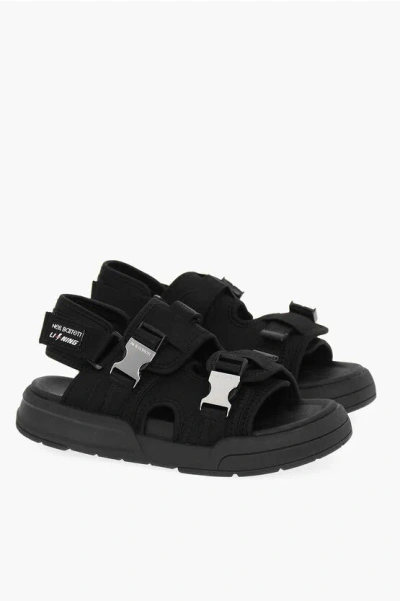 Neil Barrett Li-ning Solid Color Double Buckle Sandals With Socks In White