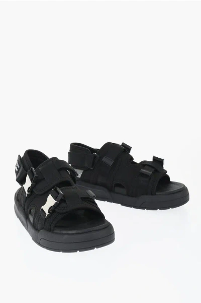 Neil Barrett Li-ning Solid Color Sandals With Double Silver-tone Buckle