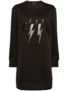 Neil Barrett Lightening Bold Printed Minidress In Brown