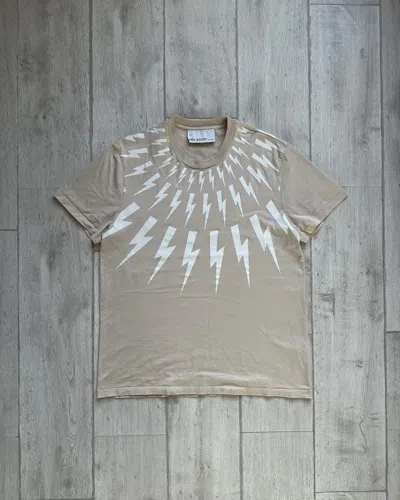Pre-owned Neil Barrett Lightening Bolt Tee In Sand