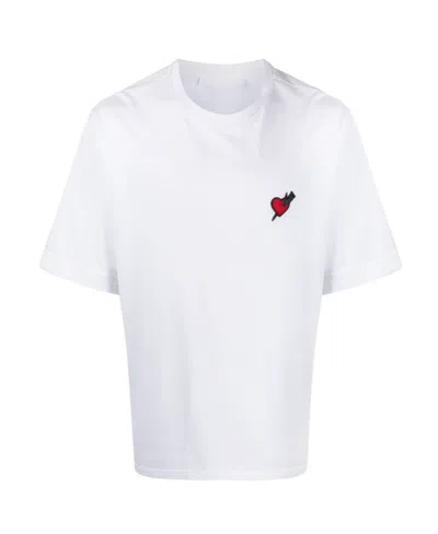 Neil Barrett Lightning Heart Pattern T-shirt In White
