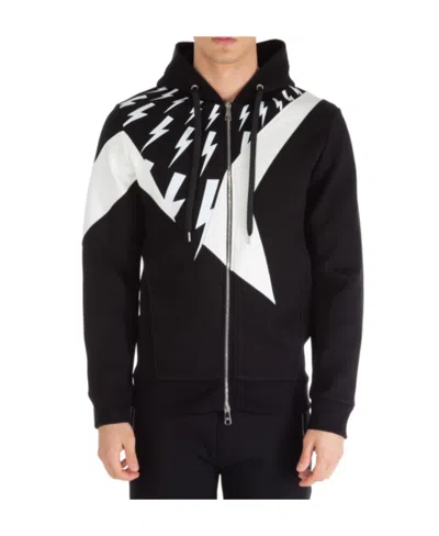 Neil Barrett Lightning Printed Hoodie In Black