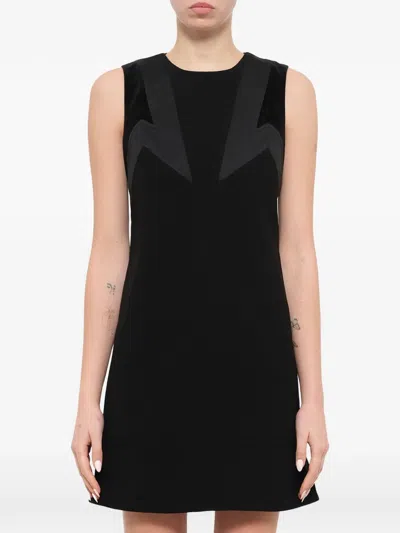 Neil Barrett Lightning-bolt Panelled Mini Dress In Black