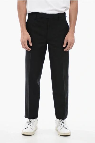 Neil Barrett Linen Blend Slim Fit Pants With Belt Loops In Black