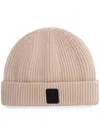 Neil Barrett Solid Color Ribbed Beanie With Contrasting Detail In Neutrals