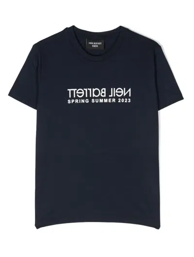 Neil Barrett Kids' Logo-print T-shirt In Blau
